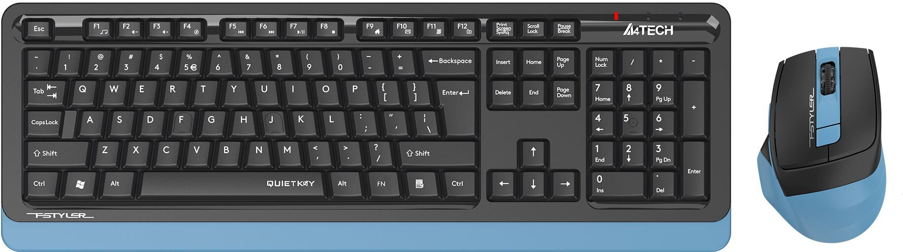 Комплект (клавиатура+мышь) A4TECH Fstyler FGS1035Q, USB, беспроводной, черный [fgs1035q navy blue]