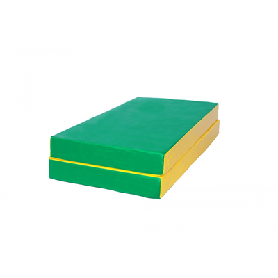 Мат гимнастический КМС 3 (100 х 100 х 10) складной зелёно/жёлтый .