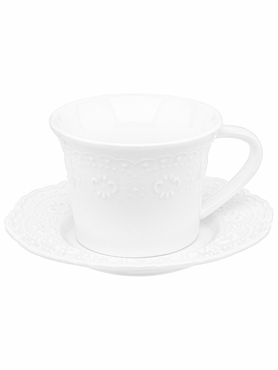 Чайный набор/ чайная пара/ чашка с блюдцем/ кружка для чая/ кофе 12 предметов 220 мл Elan Gallery Белый узор