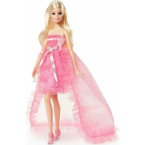 Кукла Барби коллекционная Barbie Birthday Wishes, блондинка в розовом платье HJX01