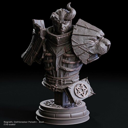 Fantasy Бюст персонажа паладин клятвопреступник (паладин темного фэнтези, хэллбой) фигурка для раскрашивания (масштаб 1:10)