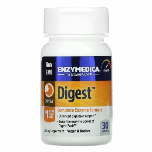 Enzymedica Digest, полная формула ферментов, 30 капсул