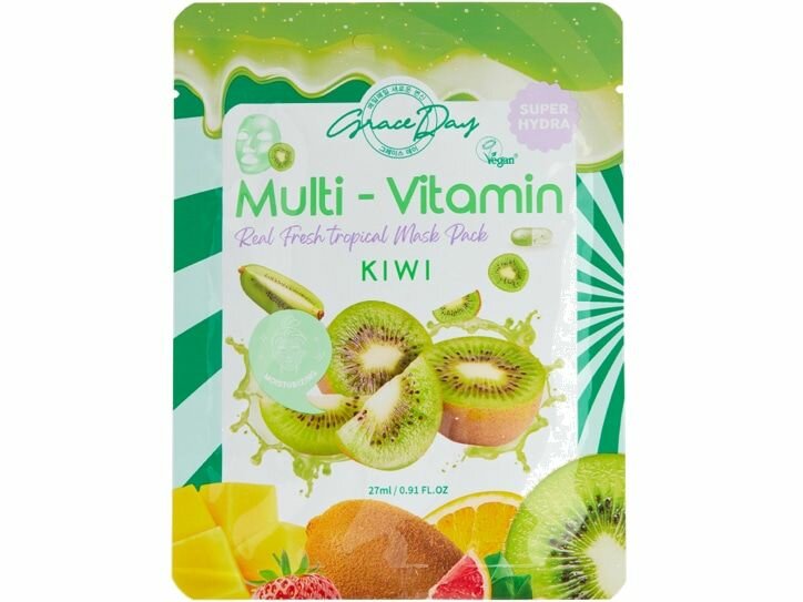 Тканевая маска для лица Grace Day Multi-Vitamin Kiwi Mask Pack