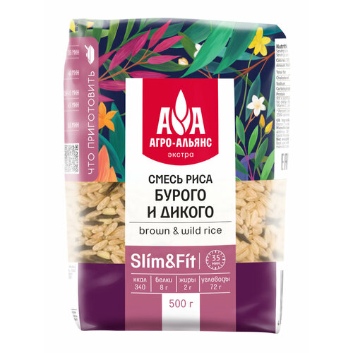 фото Рисовая смесь агро-альянс дикий slim&fit экстра бурый и дикий нешлифованный, 500 г