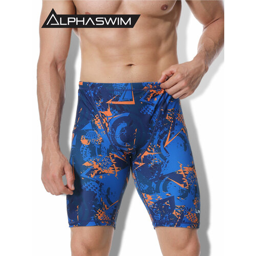 фото Плавки alpha swim джаммеры, размер xl/52, голубой, синий, оранжевый