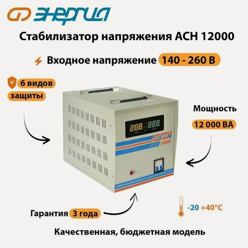 Изображение товара Однофазный стабилизатор напряжения Энергия АСН 12000 (стаб )