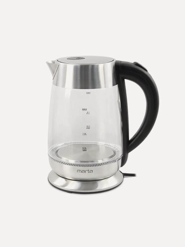 Изображение товара Электрический чайник MARTA MT-4618 черный жемчуг стеклянный, с подсветкой 2 л