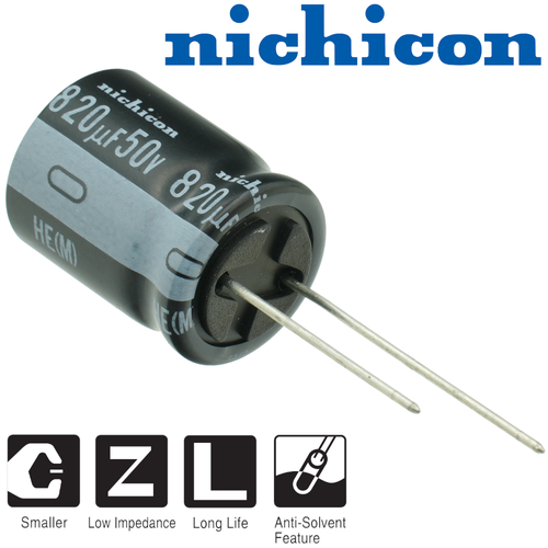 820мкФ 50В / HE / 16х20 / 105 С / конденсатор электролитический (5шт)