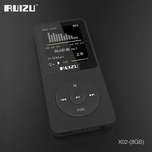 MP3-плеер с памятью 8 ГБ и 1,8-дюймовым экраном, Черный, 4 ГБ