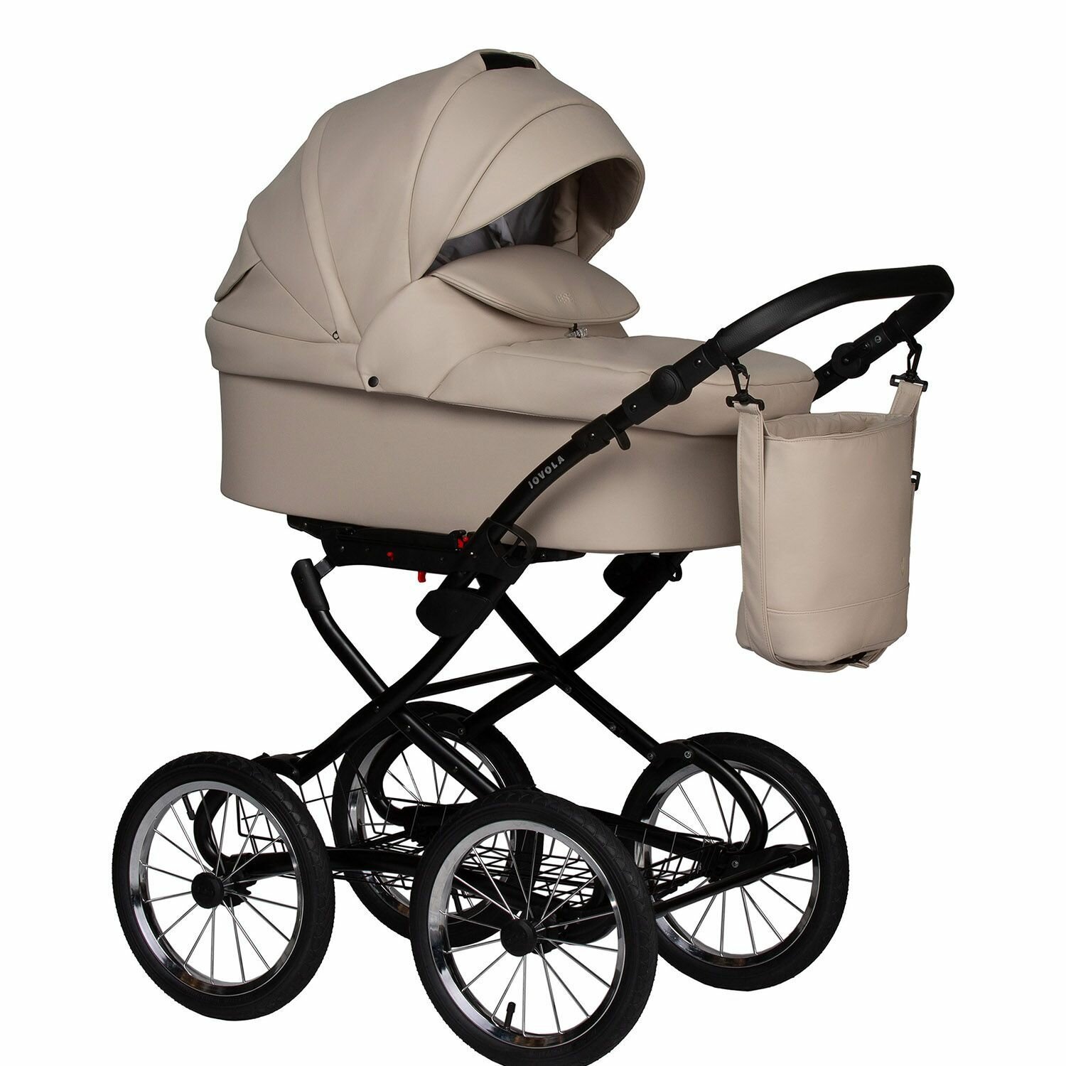 Коляска для новорожденных 2 в 1 Jovola Tessa Classic Eco Plus 14 универсальная, всесезонная, Te 02 (св. бежевая кожа)