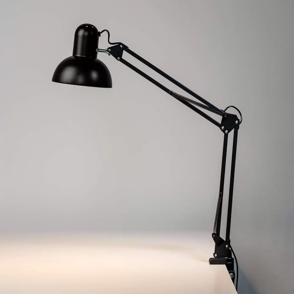 Настольная лампа-светильник на струбцине Е27 с регулируемой штангой