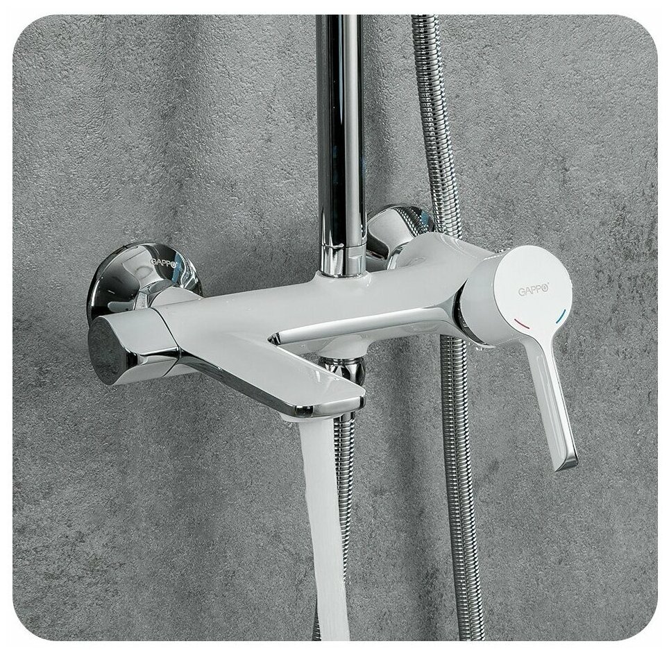 Душевая стойка для ванной комнаты Gappo G2403-8 цвет белый хром