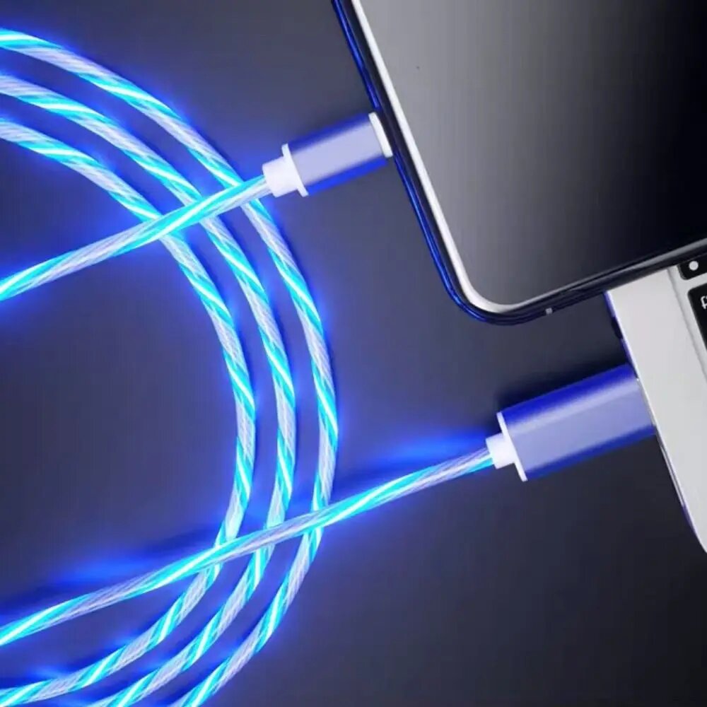 USB-кабель для быстрой зарядки и передачи данных цвет в ассортименте blue Type-c