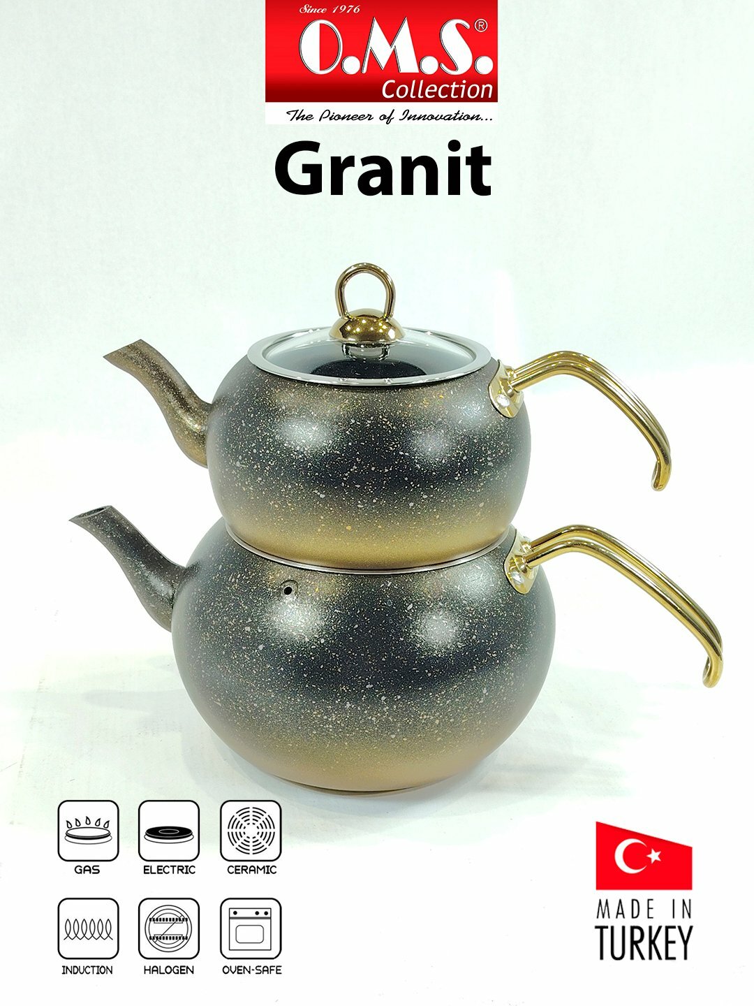 Чайник O.M.S. 8200-L, XL, Золотистый хаки 3 литр