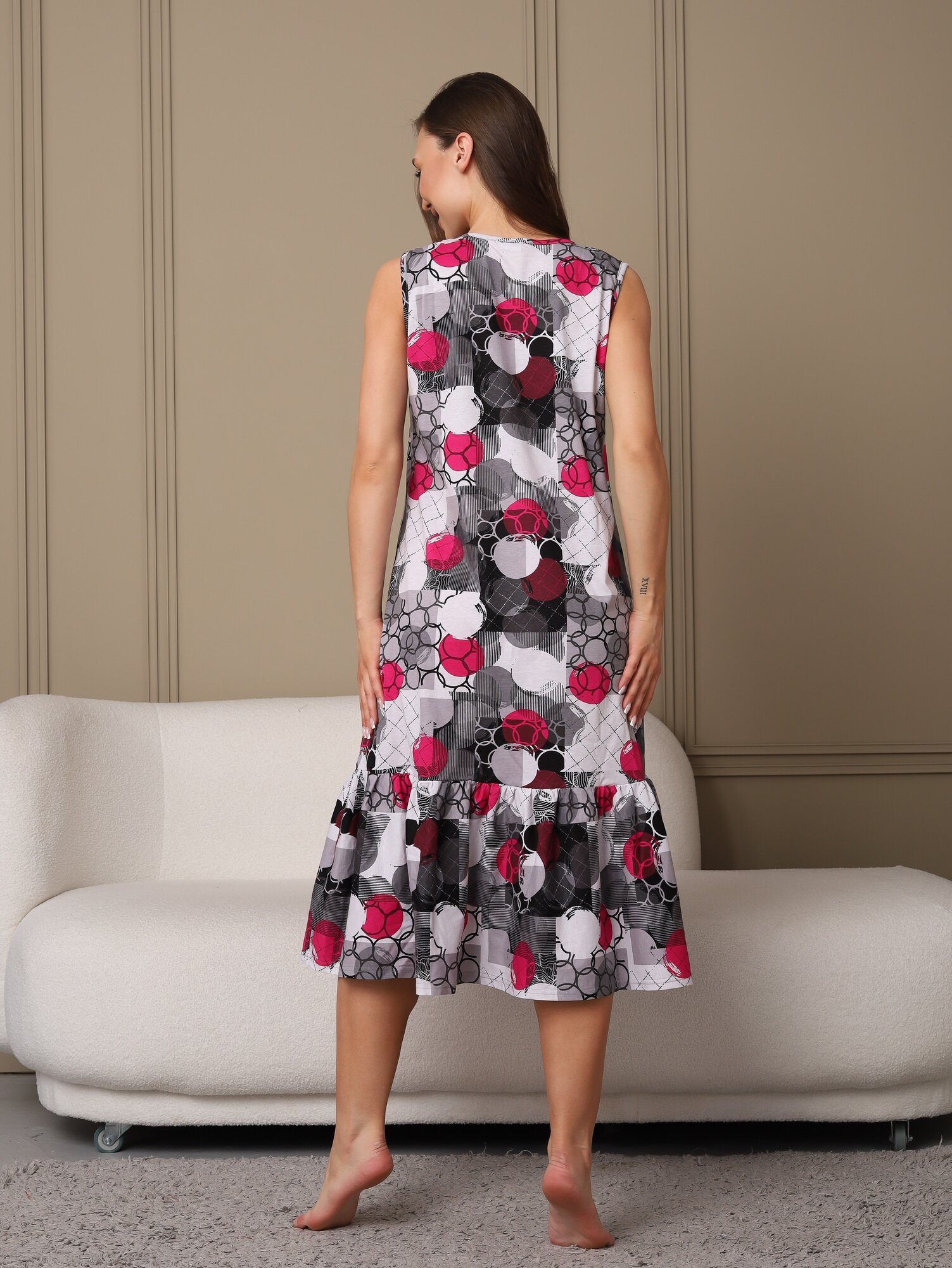 Сарафан Инсар Текстиль 589/красный/белый/шары, размер 54-56, серый, белый, красный — фото 1