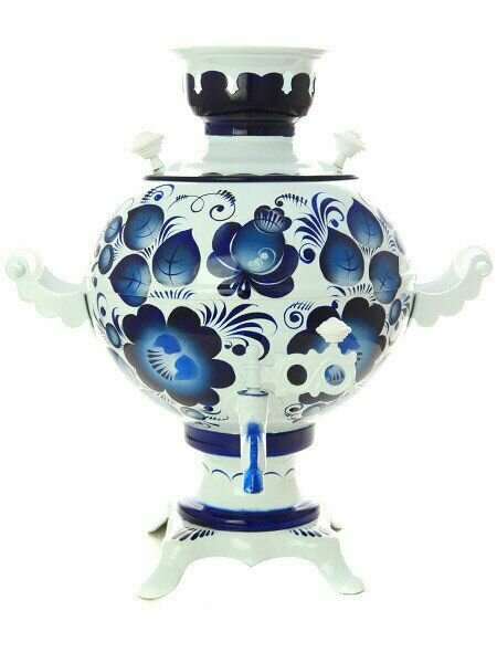 Электрический самовар 5 литров c росписью Под Гжель шар