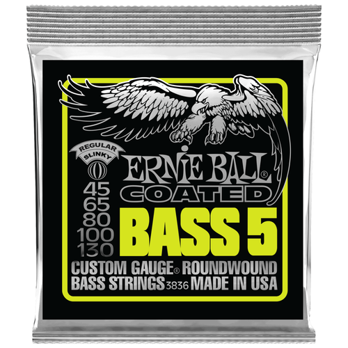 ernie ball 2836 струны для 5 струнной бас гитары Струны для бас-гитары Ernie Ball 3836 Coated Regular Slinky, 45-130