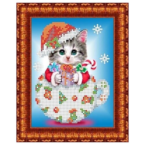 фото Набор для вышивания бисером каролинка снежок, 12,5*15,9 см (кбжн.5021(ч))