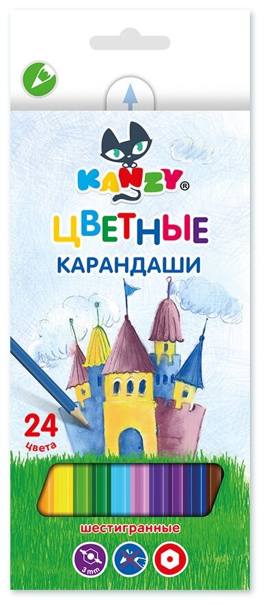 KANZY Таинственный замок Набор цветных карандашей CP-5024 заточенный 24 цв. .