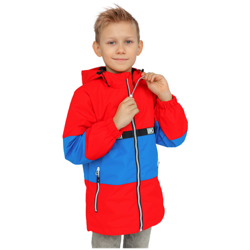 фото Ветровка на хлопке для мальчика uki kids “ронан”, красный/голубой, размер 122