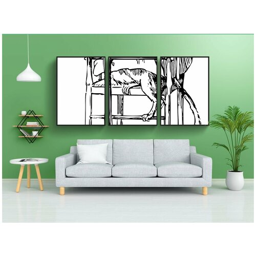 фото Набор модулных постеров для интерьера "песчанка, сидя, стул" 60x90 см. в тубусе, без рамки lotsprints