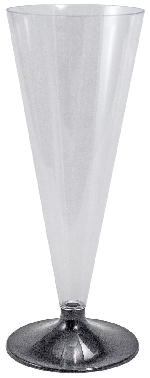 Фужер для шампанского 150 мл со съемной черной ножкой прозрачный PS POKROV PLAST 18 шт/уп