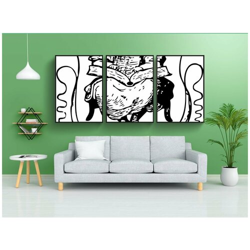 фото Набор модулных постеров для интерьера "девочка, чтение, книга" 60x90 см. в тубусе, без рамки lotsprints