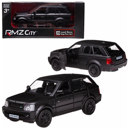 внедорожник rmz city range rover sport 344009s 1 64 7 3 см матовый черный Машинка металлическая Uni-Fortune RMZ City 1:32 Range Rover Sport, инерционная, черный матовый цвет