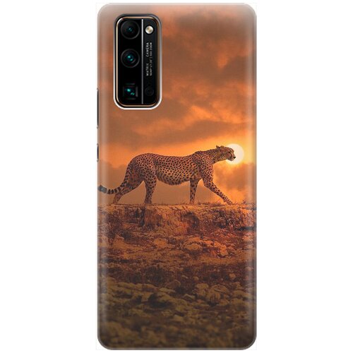 фото Силиконовый чехол на honor 30 pro+ / хонор 30 про плюс с принтом "закатный гепард" gosso