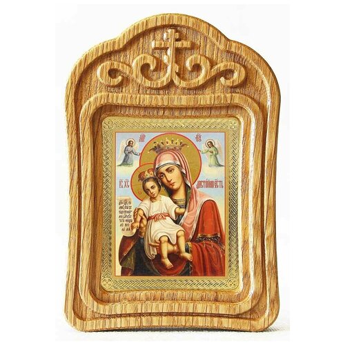 Икона Божией Матери Достойно есть или Милующая, в резной деревянной рамке икона божией матери достойно есть или милующая киот 21 5 25 см