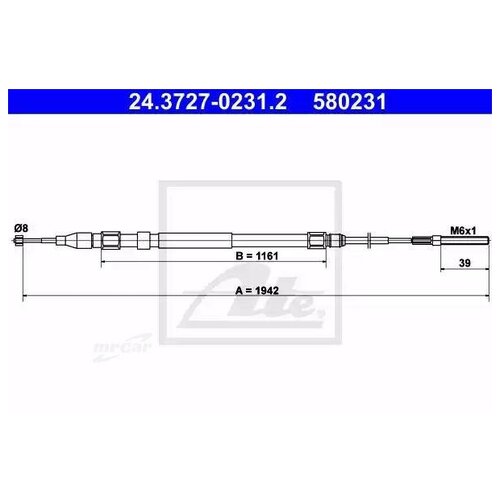 ATE 24372702312 Трос стояночного тормоза 1шт