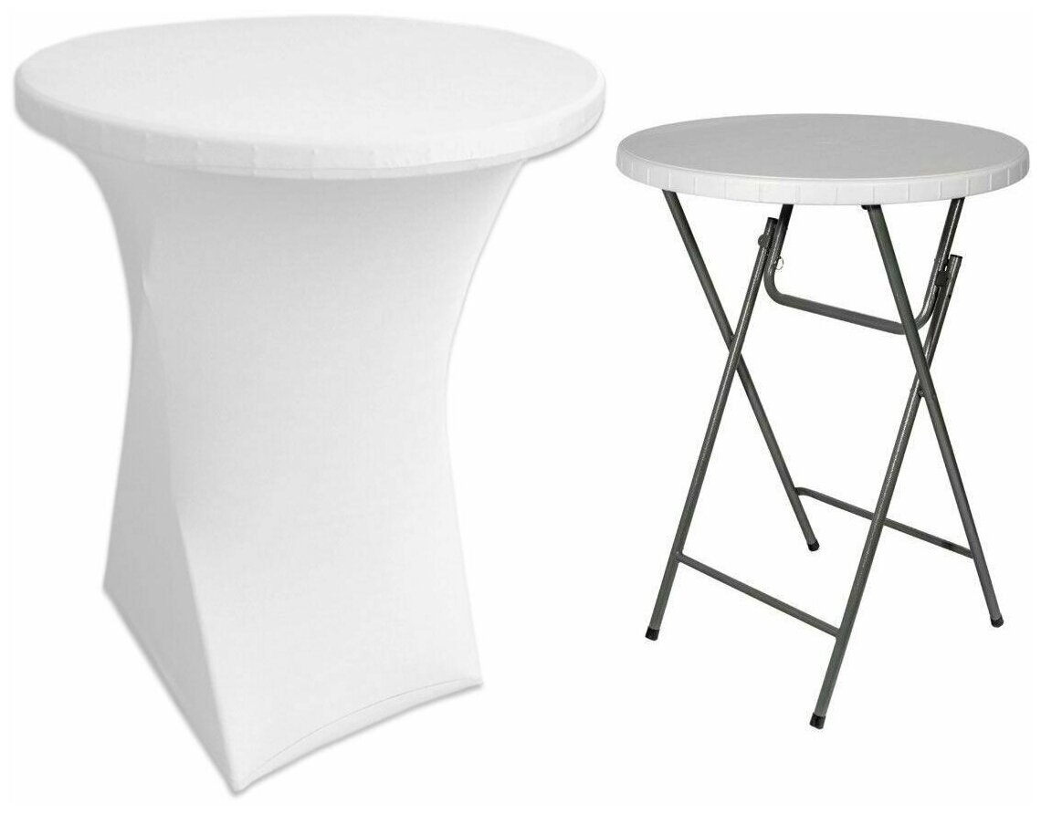 Чехол на коктейльный стол 110х80 см. цвет белый - фотография № 3