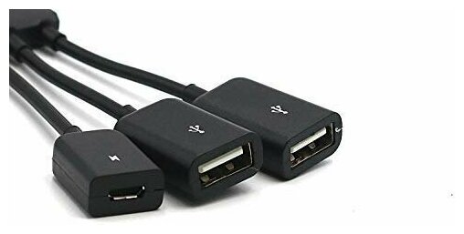 Адаптер USB хаб разветвитель OTG USB-C 3 в 1 (2 USB-A Micro-USB) KS-is
