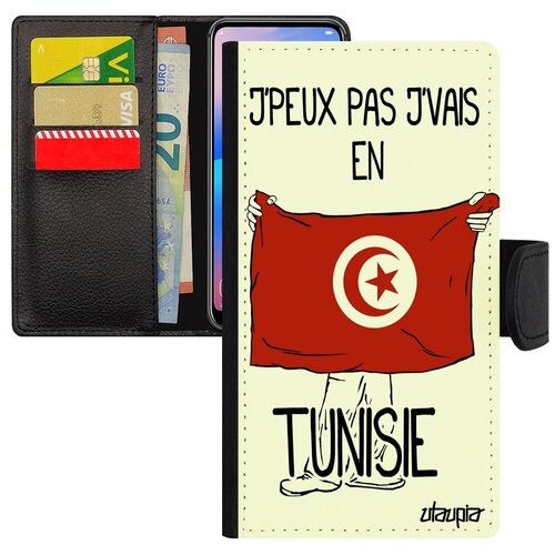 фото Ударопрочный чехол книжка на смартфон // galaxy s7 // "еду в тунис" надпись туризм, utaupia, белый