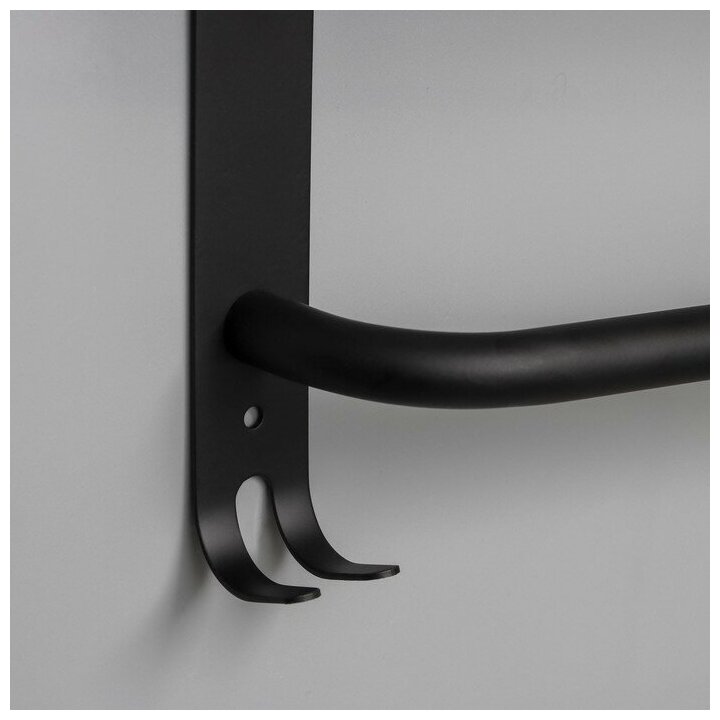 Держатель для полотенец двойной, 50 см, 2 крючка, нержавеющая сталь, цвет чёрный - фотография № 6