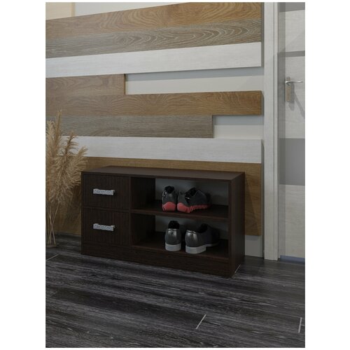 Обувница №2 с ящиками банкетка тумба в прихожую полка ЛДСП 97х35.5х53см венге коричневый