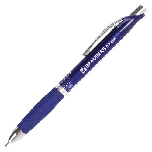 Ручка шариковая масляная автоматическая с грипом BRAUBERG "Jet-X", синяя, узел 0,7 мм, линия письма 0,35 мм, 142692 (арт. 142692)