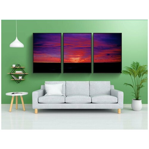 фото Набор модулных постеров для интерьера "заход солнца, цветные облака, облака" 60x90 см. в тубусе, без рамки lotsprints