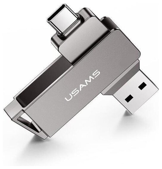 USB Флеш-накопитель USAMS Type-C + USB 3.0 256 GB металлический корпус / вращение на 360 градусов / защита данных / Plug and Play