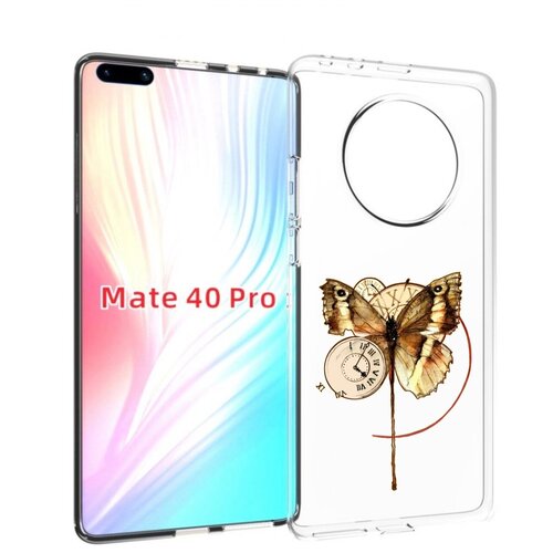 Чехол MyPads старинные часы с бабочкой для Huawei Mate 40 Pro (NOH-NX9) задняя-панель-накладка-бампер чехол mypads крик с ножом для huawei mate 40 pro noh nx9 задняя панель накладка бампер