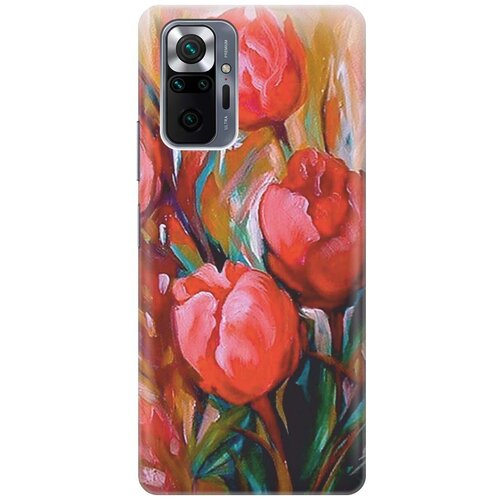 фото Ультратонкий силиконовый чехол-накладка для xiaomi redmi note 10 pro с принтом "тюльпаны" gosso