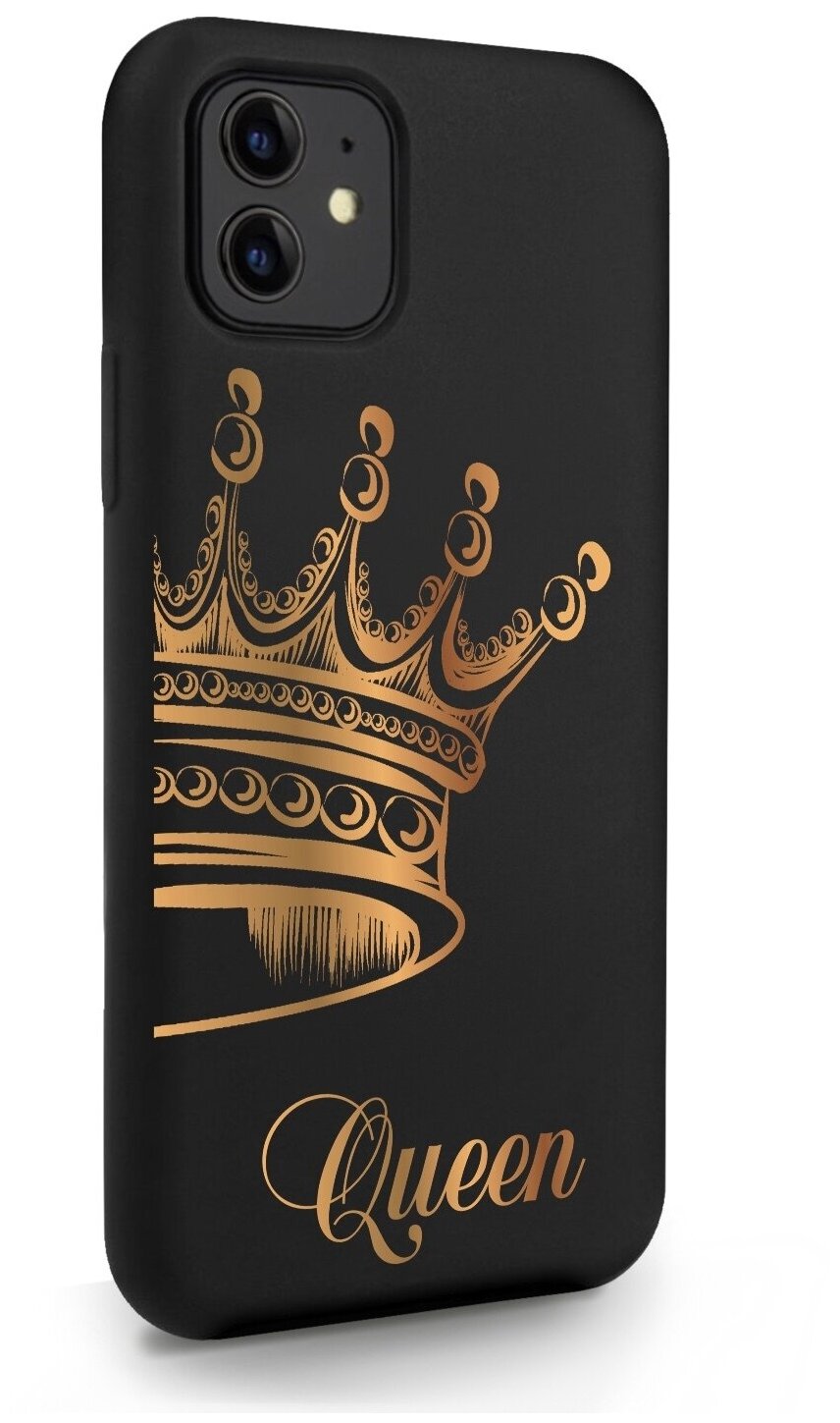 Черный силиконовый чехол MustHaveCase для iPhone 11 Парный чехол корона Queen для Айфон 11