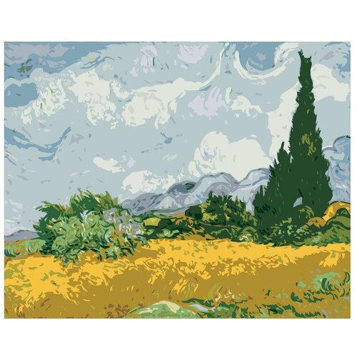 Картина по номерам, Живопись по номерам, 72 x 90, ARTH-AH324, пейзаж, Винсент Ван Гог, пшеничное поле, картина, лето, живопись, мазки