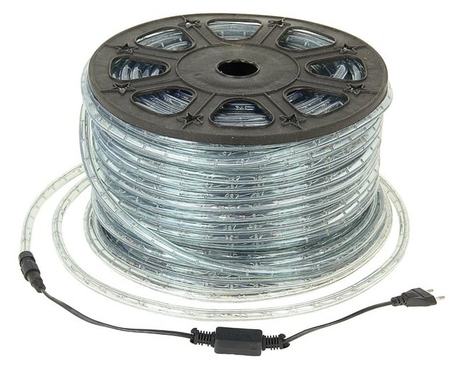 LED шнур 13 мм, круглый, 100 м, фиксинг, 2W-LED/м-36-220V. набор д/подкл, белый 461025 - фотография № 2