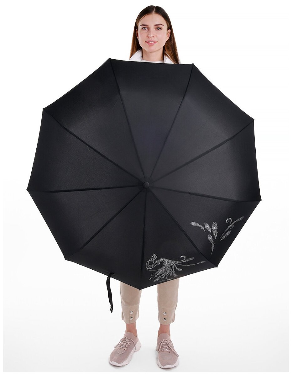 Зонт женский автомат, зонтик взрослый складной антиветер 2602/черный
