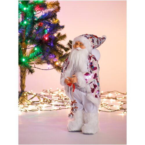 фото Игрушка "дед мороз" (60 см, костюм с сердеччками с 2- х сторонними паетками) 212417x тутси
