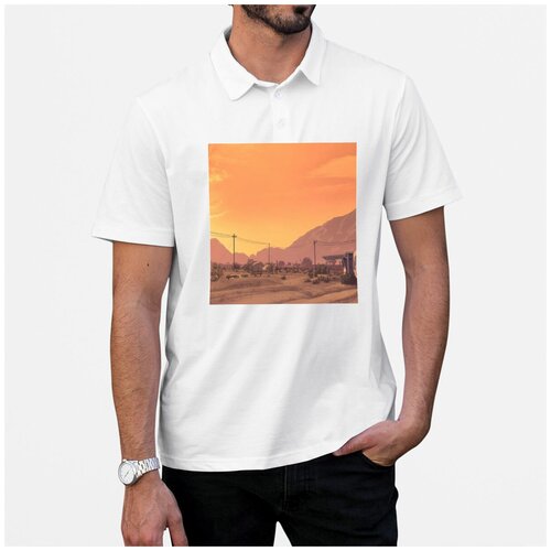 Рубашка- поло CoolPodarok Абстракция город в горах