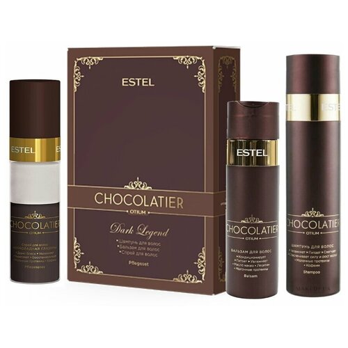 фото Estel professional chocolatier dark legend set набор: шампунь, бальзам, спрей набор: шампунь, 250 мл + бальзам, 200 мл + спрей, 200 мл