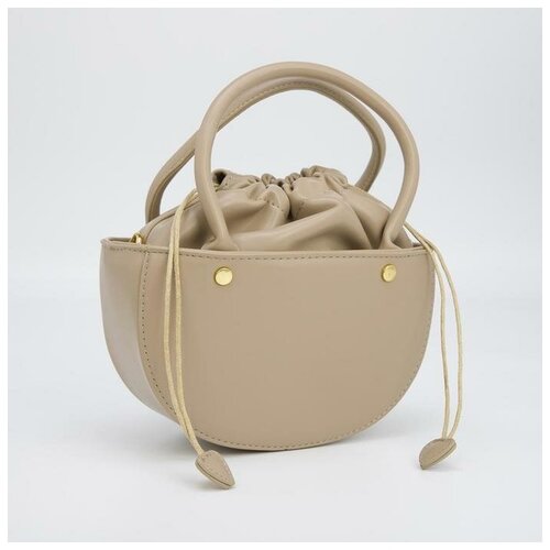 фото Кросс-боди, отдел на шнурке, длинный ремень, цвет коричневый mikimarket