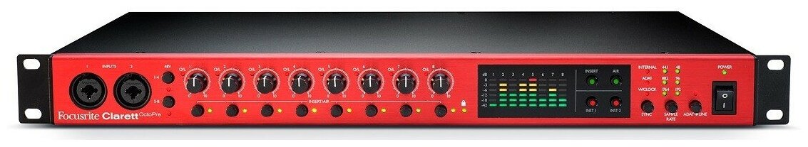 Focusrite Clarett OctoPre 8-канальный микрофонный предусилитель, технология Air, 192кГц, ADAT